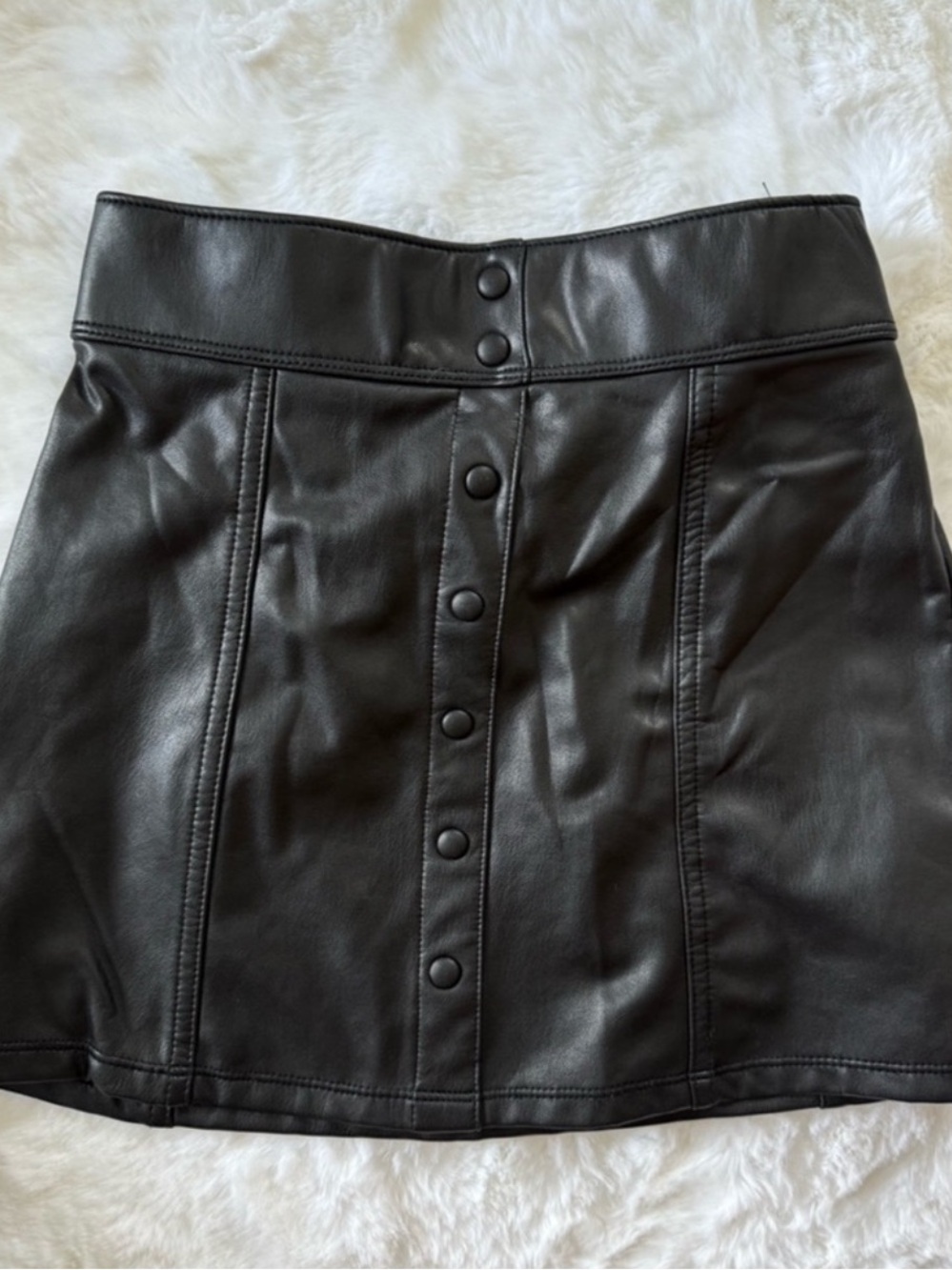 NWOT Abercrombie Kids Black Faux Leather Skater Skirt